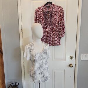 Coldwater Creek Red and White Blouse